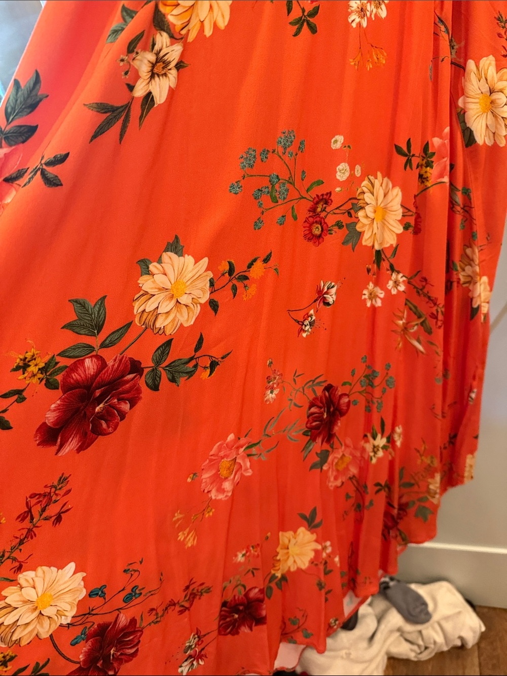 Anthropology Floral Orange and Cream Maxi Dress - Picture 4 of 9
